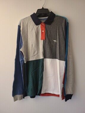 Gunn Polo Colorblock Long Sleeve Polo Mens Size Medium
